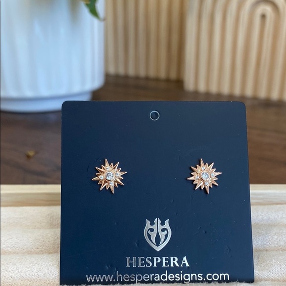 New Hespera Rose Gold Wings and Star Earrings Celestial Set - Picture 3 of 3